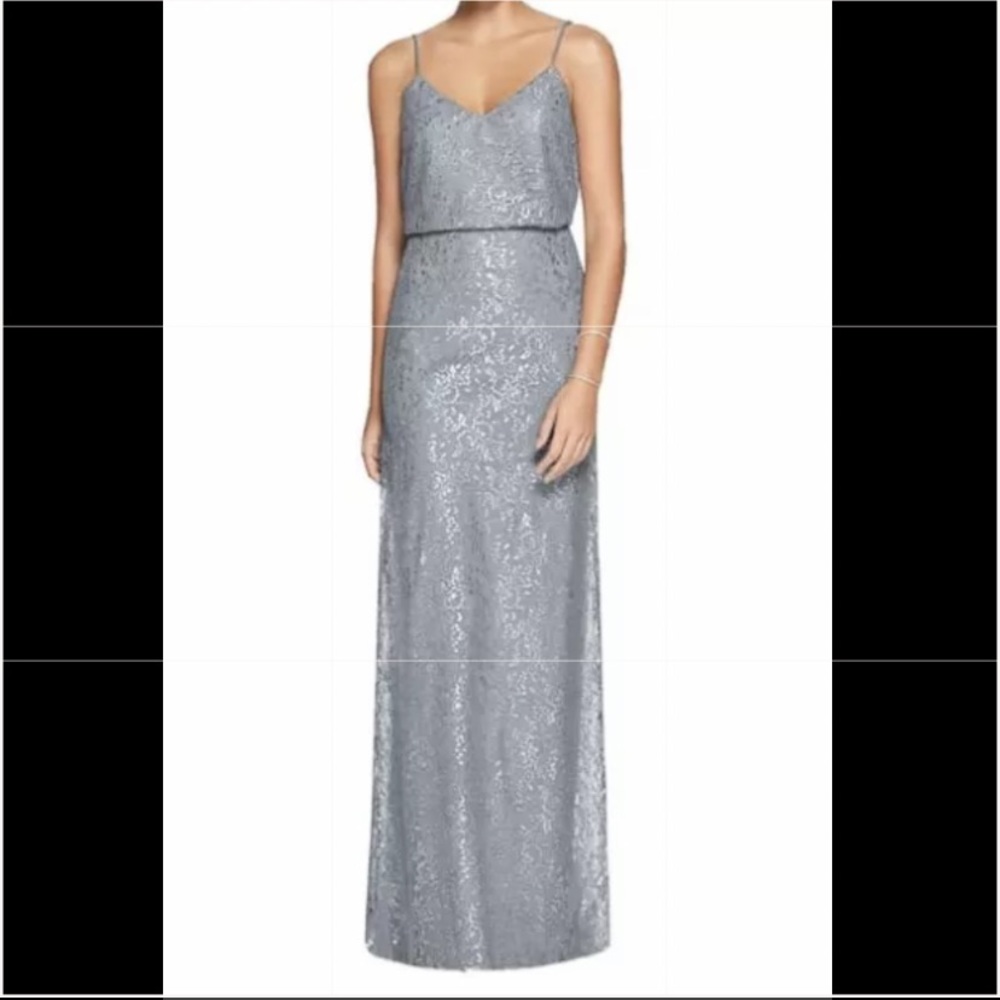 AFTER SIX TWO PIECE METALLIC LACE PROM/PAGEANT/FORMAL DRESS/GOWN PLATINU…